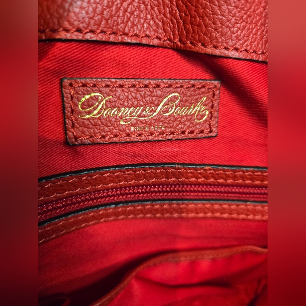 Dooney & Bourke Logo Lock Vibrant Red Hobo Bag - Picture 13 of 16